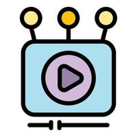 Video sharing icon color outline vector