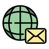 Global envelope icon color outline vector