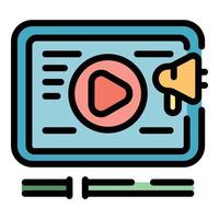 Advertise video icon color outline vector