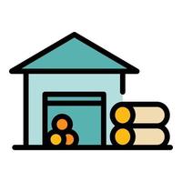 Wood storage icon color outline vector