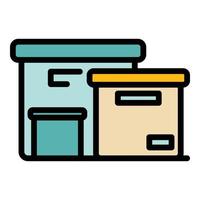 Paper production building icon color outline vector