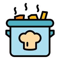 Food pan icon color outline vector