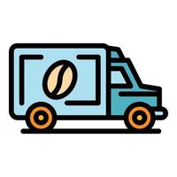 Coffee truck icon color outline vector