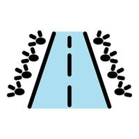 Plane runway icon color outline vector