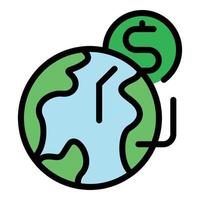 vector de esquema de color de icono de transferencia de dinero global