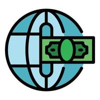 Premium global money transfer icon color outline vector