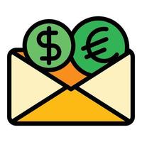 Mail transfer money icon color outline vector