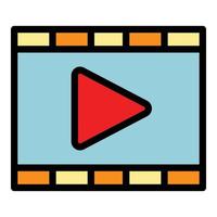 Social media video icon color outline vector