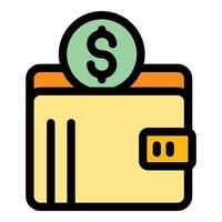 Wallet money icon color outline vector
