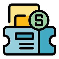 Money shop voucher icon color outline vector