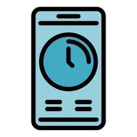 Phone time management icon color outline vector