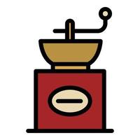 Manual coffee grinder icon color outline vector