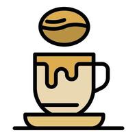 vector de contorno de color de icono de taza de café y frijol