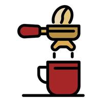 vector de contorno de color de icono de soporte de café y taza