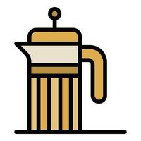 French press icon color outline vector