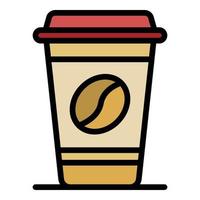 Plastic cup of coffee icon color outline vector