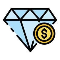 Diamond currency icon color outline vector