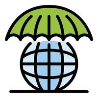 Globe under an umbrella icon color outline vector