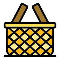 Empty wicker icon color outline vector