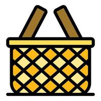 Empty wicker icon color outline vector