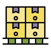 Logistic parcel on pallet icon color outline vector