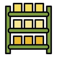vector de esquema de color de icono de rack de paquetería de almacén