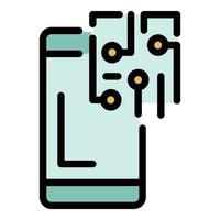 Fix broken smartphone icon color outline vector