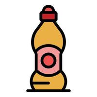 vector de contorno de color de icono de botella de refresco de plástico