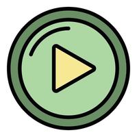 vector de contorno de color de icono de botón de reproducción de película