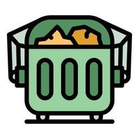 Garbage bin icon color outline vector