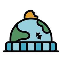 vector de contorno de color de icono de sombrero de invierno sin hogar