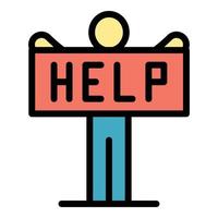 Man need help icon color outline vector