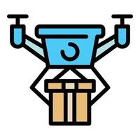 Security drone delivery icon color outline vector