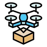 Drone delivery icon color outline vector