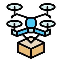 Drone delivery icon color outline vector