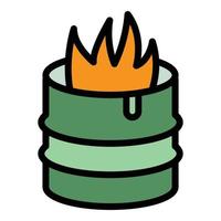 Fire in barrel icon color outline vector