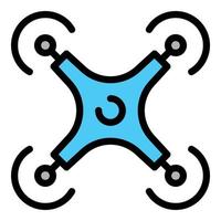 Top view drone icon color outline vector