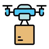 Remote control drone delivery icon color outline vector