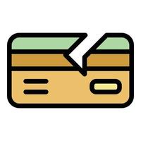 Broken credit card icon color outline vector