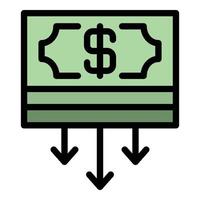 Money cash icon color outline vector