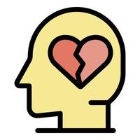 Depression heart man icon color outline vector