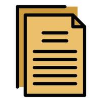 Document papers icon color outline vector