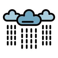 Rainy clouds depression icon color outline vector