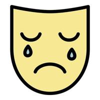 Sad depression mask icon color outline vector