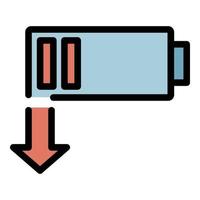 Discharged battery icon color outline vector