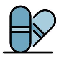 Medical capsules icon color outline vector