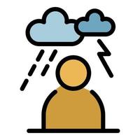 Storm depression man icon color outline vector