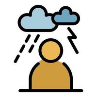 Storm depression man icon color outline vector
