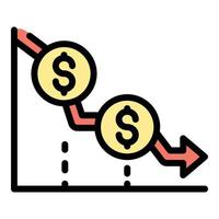 Low money graph icon color outline vector