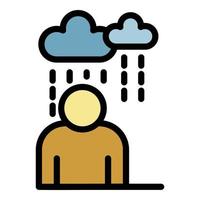 Rainy depression man icon color outline vector